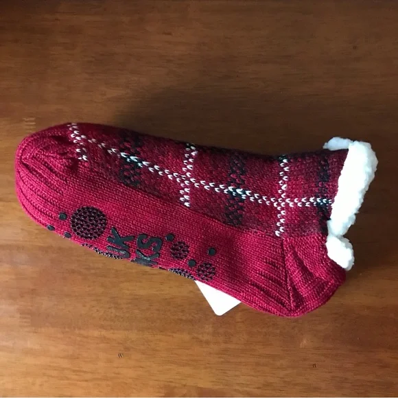 Muk Luks Ankle Cabin Sox Slipper Socks, Faux Sherpa Fur Lining, Size L/XL (8-10) - Picture 4 of 4